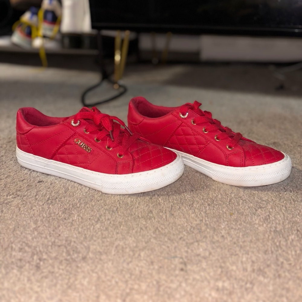 Guess Red Quilted Sneakers for Men